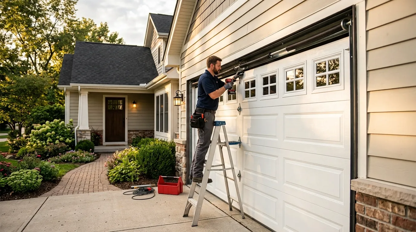 Wood-look composite garage door
